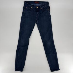 7 For All Mankind The Skinny Jeans Womens 25 29x30 Blue Denim Low Rise Stretch